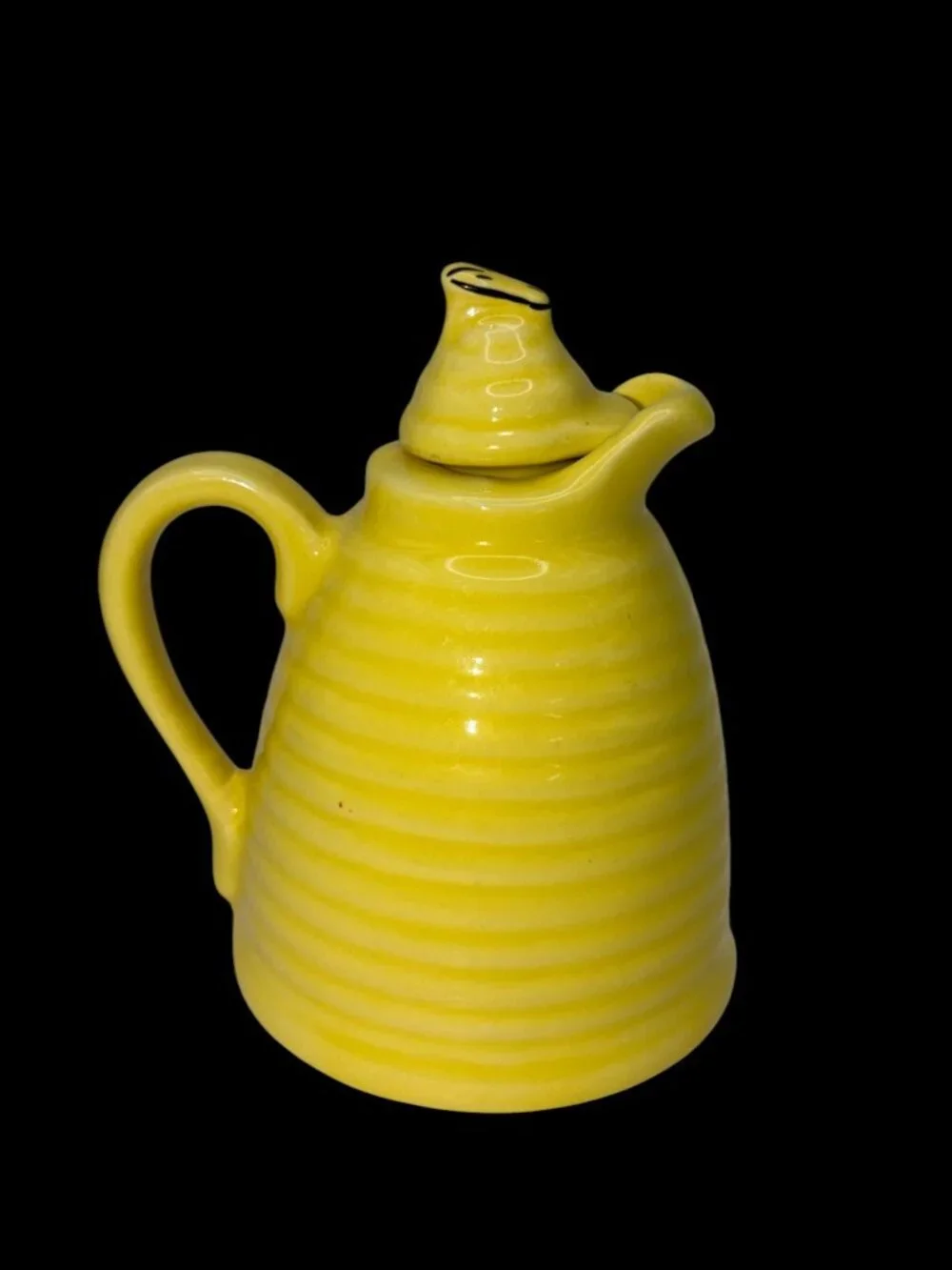 Vintage Ceramic Beehive Honey Pot Jar Yellow Bee Design Lid 5